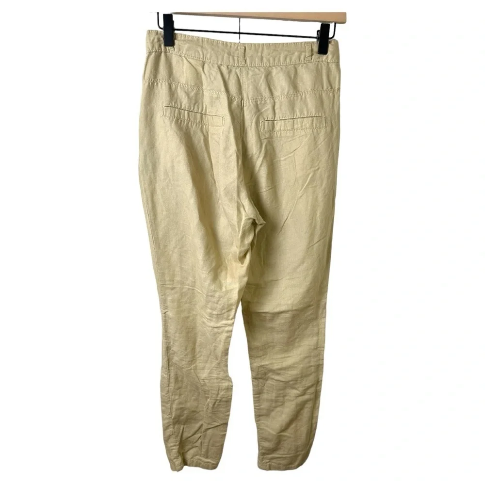 H&M Linen Blend Pants Size 2 Beige Tapered Lightweight Minimalist